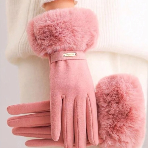1pair Plush Gloves With Mitten Cover, Touchscreen Compatible - Picture 1 of 3